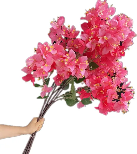 Vista 12 de 4 ramas de flores de buganvilla de seda artificiales montadas en el suelo, flor de buganvilla falsa 38.6 in/39 para centros de mesa de boda, flores