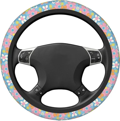 Vista 7 de Funda universal para volante de flores retro de 15 pulgadas, accesorios de automóvil, protector para mujeres y hombres