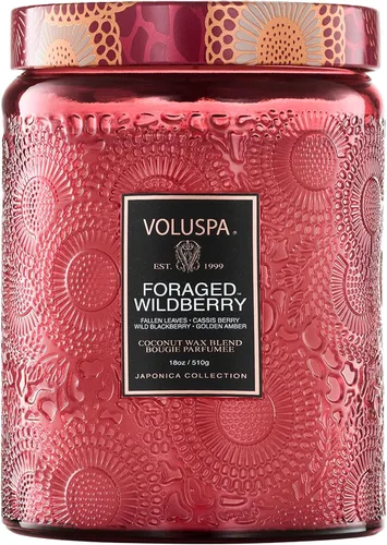 Vista 14 de Vela en frasco de vidrio grande de enebro francés y lavanda, 100 horas, 16 oz, Voluspa Coconut Wax Blend in Decorative Glass, Clean Even Burn, USA