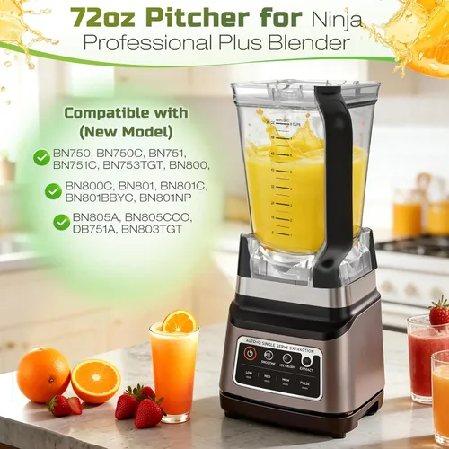 Vista 2 de Jarra de licuadora de 72 oz compatible con licuadora Ninja BN751 BN801
