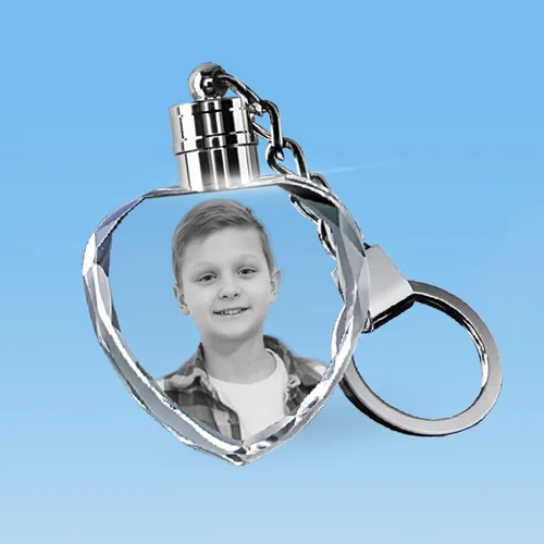 Vista 7 de HAN'S LASER Personalized Keychains with LED Light, Crystal Keychain with Your Own Photo, Great Memorial Gifts