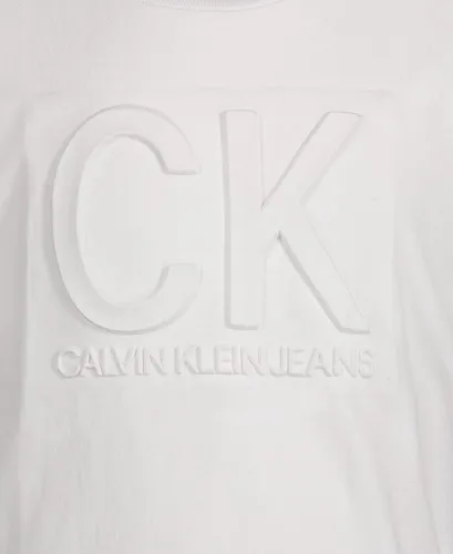 Vista 2 de Calvin Klein Camiseta de manga corta con cuello redondo para niño, cómoda, ajuste relajado