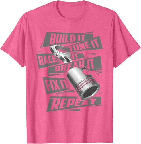 Vista 40 de Build It Tune It Race It Break It - Camiseta para entusiastas de los coches de carreras, talla S Negro
