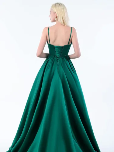 Vista 6 de Vestidos de baile de graduación de satén para mujer 2024, vestido largo de fiesta de sirena, vestido de noche formal con abertura