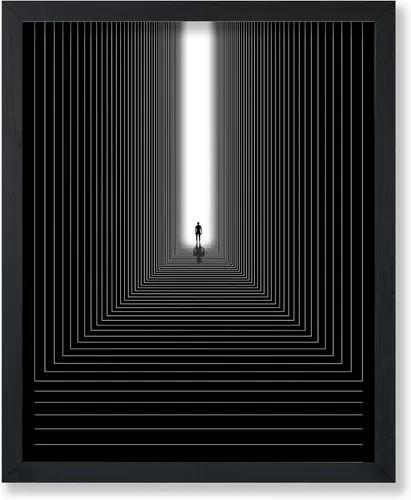 Vista 20 de Monem Art - Póster psicodélico – Impresión geométrica – Arte Trippy – Arte en blanco y negro – Arte abstracto – Arte moderno – Arte moderno – Arte