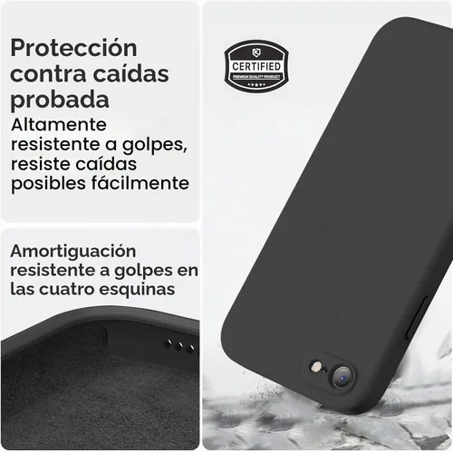 Vista 5 de Vooii Funda para iPhone SE 2022/3rd/2020, iPhone 8/7, silicona líquida mejorada con [bordes planos] [protección de cámara]
