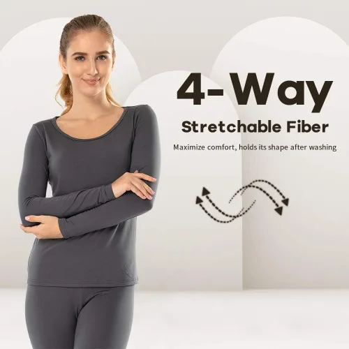 Vista 86 de MANCYFIT Tops térmicos para mujer, camisa con forro polar, manga larga, capa base, cuello en V