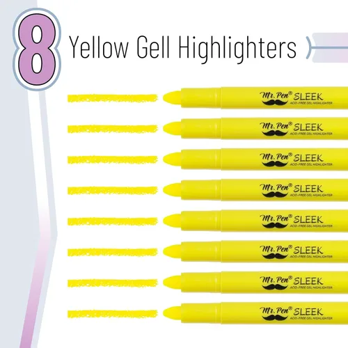Vista 2 de Mr. Pen - Resaltadores de la Biblia de gel que no se corren, amarillo, paquete de 8 Twist-Up Bible Highlighters No Bleed Through, Fast Drying