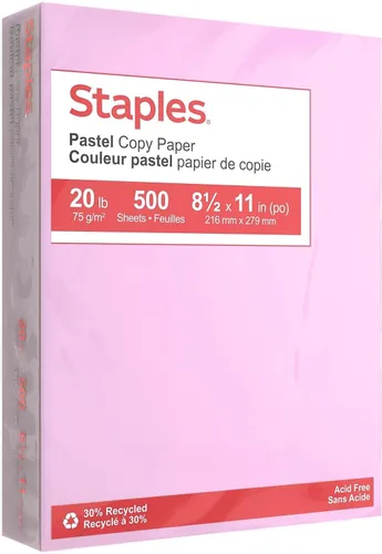 Vista 8 de Staples Papel multiusos pastel reciclado, 20 libras, 8.5 x 11 pulgadas, surtido, 400 hojas/paquete