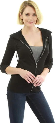 Vista 4 de AmélieBoutik Chaqueta de manga larga con capucha y bolsillo canguro para mujer
