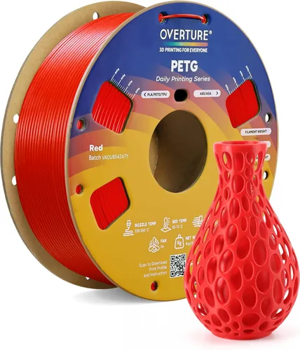 Vista 15 de OVERTURE - Filamento PETG de 1/16 de pulgada (1.75 mm) para impresora 3D y FDM, bien enrollado, duradero, carrete de 4.4 libras, dureza firme