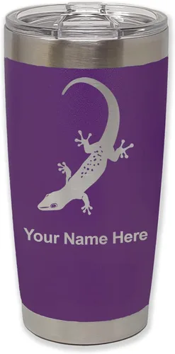 Vista 31 de LaserGram 20oz Vacuum Insulated Tumbler Mug, Gecko, Personalized Engraving Included (Black)