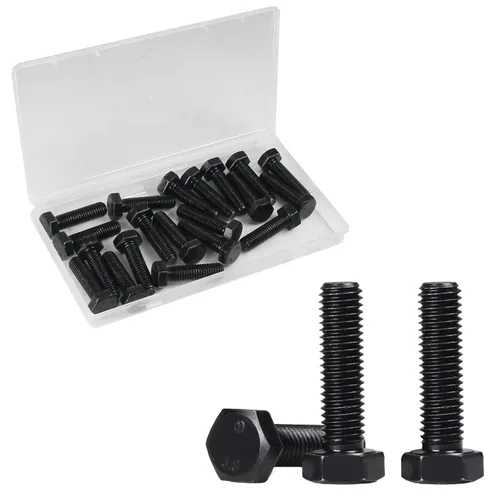 Vista 11 de Tornillos hexagonales M6, pernos de cabeza hexagonal M6-1.0 x 16mm, acero al carbono Grado 8.8, acabado de óxido negro, rosca completa, pernos