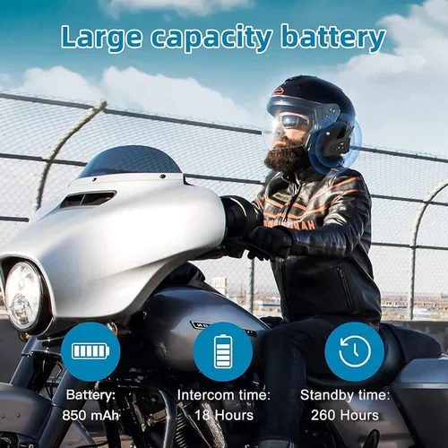 Vista 5 de MIMIRACLE V6 Pro - Auriculares Bluetooth para motocicleta, intercomunicador para casco de 6 ciclistas 800M Intercom Range, Dual Phone Pairing, CVC