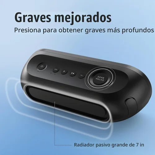 Vista 3 de DOSS SoundBox Pro+ P300 Altavoz Bluetooth con sonido estéreo de 40 W, graves adicionales, IPX6 a prueba de agua, emparejamiento TWS, diversos