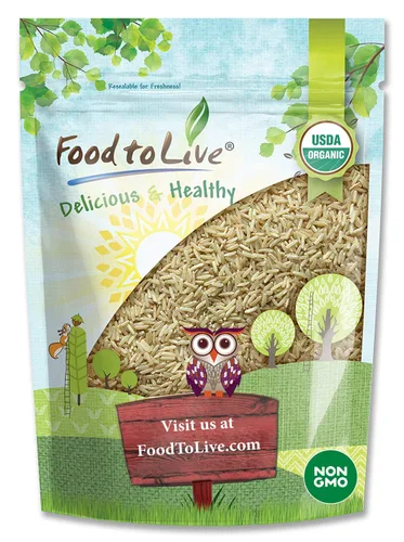 Vista 7 de Food to Live Arroz orgánico de jazmín marrón, 12 onzas, sin OMG, arroz integral, variedad de grano largo, no irradiado, kosher, vegano. Rico
