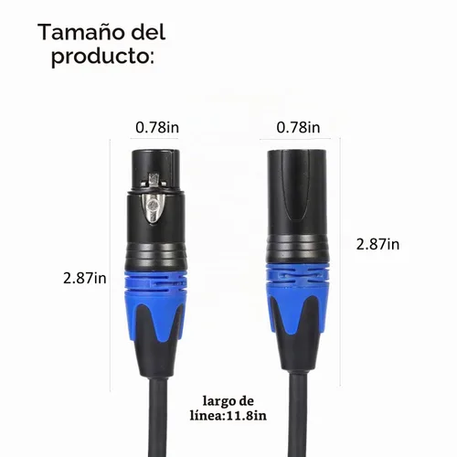 Vista 2 de Cable divisor XLR de 11.8 pulgadas / 1 paquete de 1 cable divisor XLR macho a 2 hembra, cable de micrófono divisor XLR Y de 3 pines macho a doble