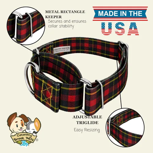 Vista 9 de Country Brook Petz - Collar de perro Martingala a cuadros de búfalo (1 1/2 pulgadas, mediano)