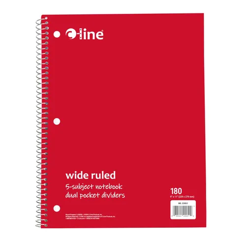 Vista 5 de C-Line Cuaderno de 5 materias, rayas anchas, 1 cuaderno, el color puede variar (22051)