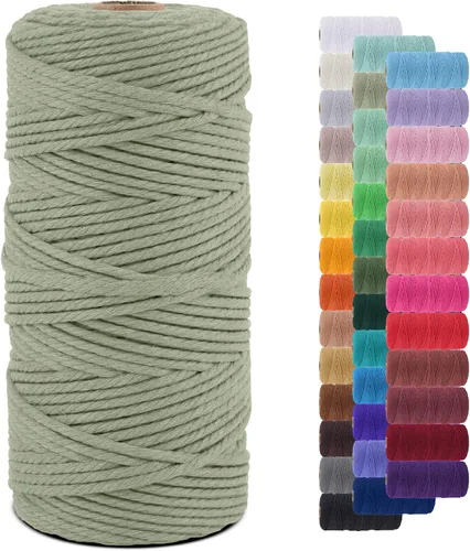 Vista 96 de Cordón de macramé de 0.079 pulgadas, cuerda de algodón natural de 109 yardas, hilo de cuerda de macramé para manualidades, ganchos de pared