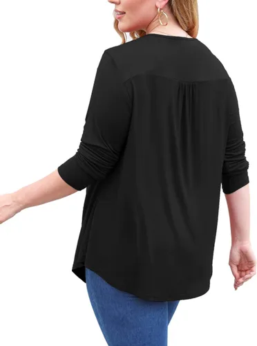 Vista 3 de a.Jesdani - Blusas plisadas con encaje de manga corta para mujer, talla extragrande estilo túnica, para verano, tallas M - 4XL