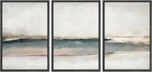 Vista 9 de SIGNWIN Lienzo enmarcado para pared, juego de arte abstracto de serenidad costera, ilustraciones abstractas junto al mar, arte moderno, decorativo