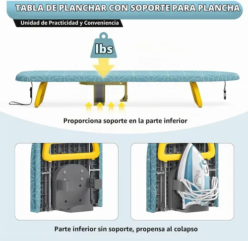 Vista 2 de Tabla de planchar pequeña plegable, mini tabla de planchar pequeña, mini tabla de planchar pequeña con almohadilla de cubierta, juego de plancha