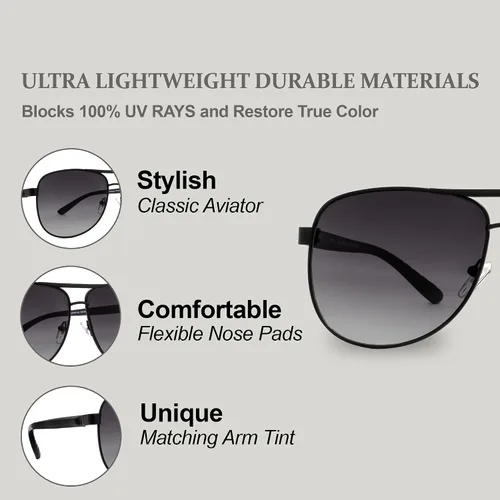 Vista 3 de NYS Collection Aviator Sunglasses for Men Women 100% UV Protection Classic