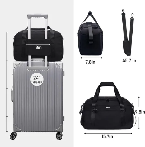 Vista 3 de ECOHUB Bolsa de artículos personales de 16 pulgadas, bolsa de viaje pequeña, bolsa de fin de semana, bolsa de gimnasio, bolsa de lona para pasar