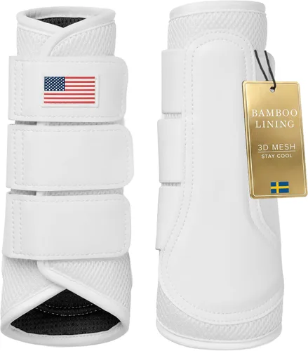 Vista 9 de Equestrian Stockholm Horse Brushing Boots, 3D Mesh Black