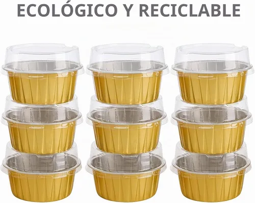 Vista 7 de DEAYOU Paquete de 100 moldes de papel de aluminio para hornear con tapas, moldes desechables de 5 onzas para magdalenas, moldes de papel de aluminio