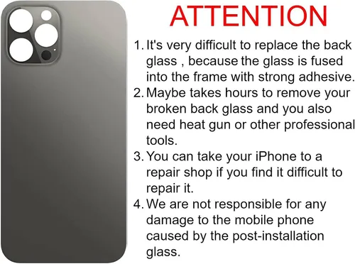 Vista 4 de 12 Pro Max - Carcasa trasera de repuesto para iPhone 12Pro Max (6.7 pulgadas) con cinta preinstalada, instrucciones de instalación