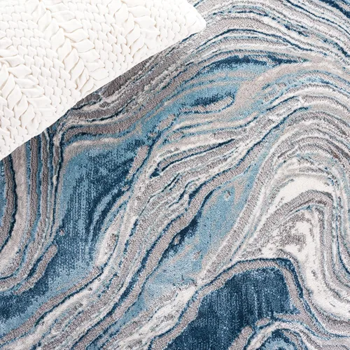 Vista 8 de SAFAVIEH Meadow Collection - Alfombra para pasillo, 2 x 7 pies, azul y gris, diseño abstracto moderno, no desprende pelusa y de fácil cuidado, ideal