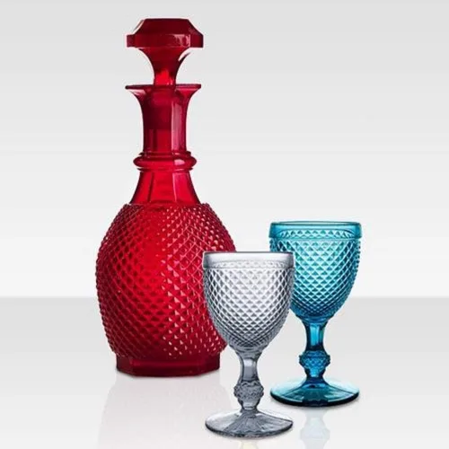 Vista 2 de Vista Alegre Bicos Wine Decanter Rojo.
