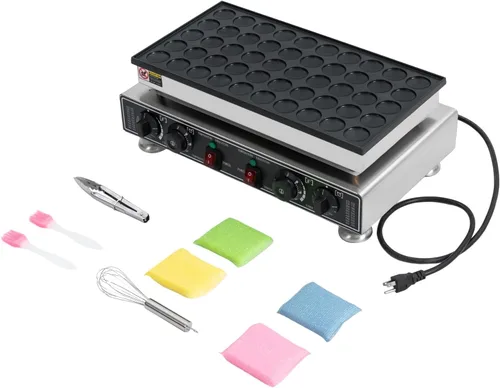 Vista 2 de 50pcs Mini máquina para hacer panqueques holandés comercial panqueques panqueques antiadherente Control de temperatura y tiempo 122-572℉ 1800W
