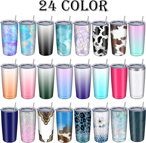 Vista 2 de Vaso personalizado con nombres de imagen, tapa y pajita, taza de café personalizada de 20 onzas, vasos aislados personalizados de acero inoxidable