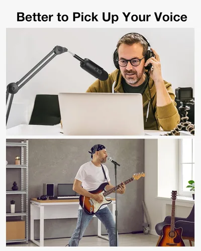 Vista 7 de InnoGear Tubo de extensión de soporte de micrófono, 2 piezas de 5/8 pulgadas de rosca de micrófono extensor de micrófono con 2 adaptadores de metal