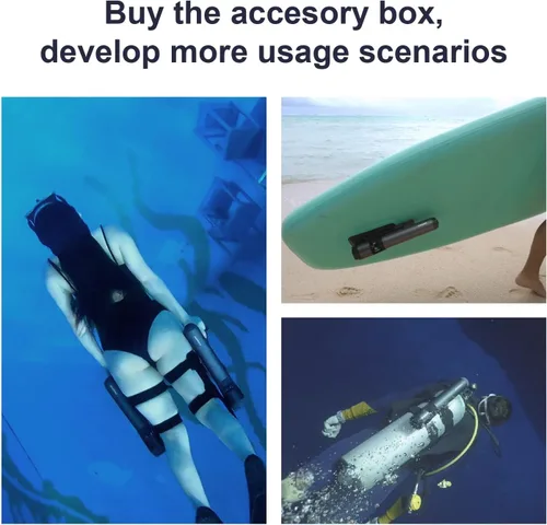 Vista 7 de Waydoo Subnado - Patinete subacuático, scooter de mar con control de pulgar para tabla de remo SUP, adecuado para piscina, buceo y esnórquel Gris