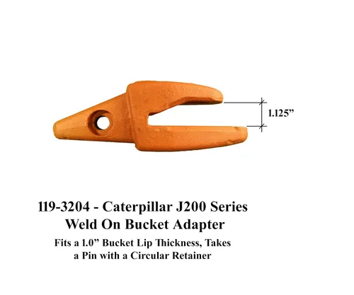 Vista 2 de CAT Style J200 - Vástagos de cubo de retroexcavadora de 1 pulgada, dientes de suciedad - 1U-3202, 119-3204 (10)
