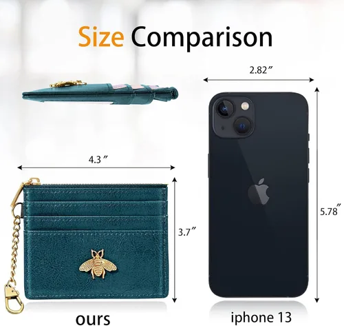 Vista 62 de SEAVILIA Tarjetero llavero cartera para mujer con ventana de identificación RFID monedero regalo abeja delgada minimalista pequeña cartera