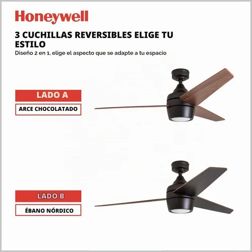 Vista 4 de Honeywell Ventiladores de techo Eamon Modern - Ventilador de techo moderno de 52 pulgadas con luz, control remoto, ventilador LED para interiores
