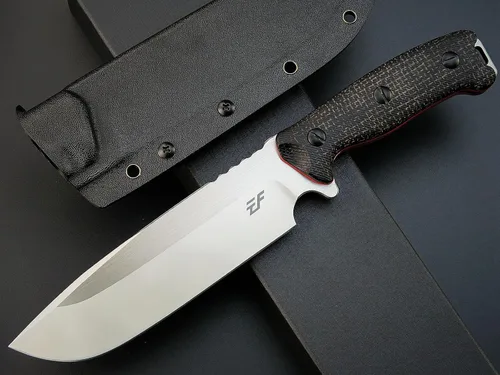 Vista 2 de Eafengrow EF143 Cuchillo de hoja fija con hoja de acero AUS-10, mango de Micarta, tanga completa, herramienta EDC, cuchillo recto para trabajo Negro