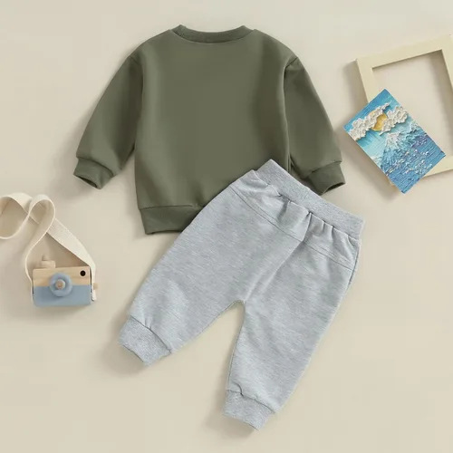 Vista 4 de Conjunto de ropa de 2 piezas para bebés y niños pequeños para otoño e invierno
