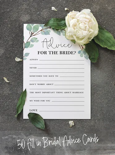 Vista 5 de Juego de 50 tarjetas de actividades de juego Greenery Mad Libs Consejos para la novia