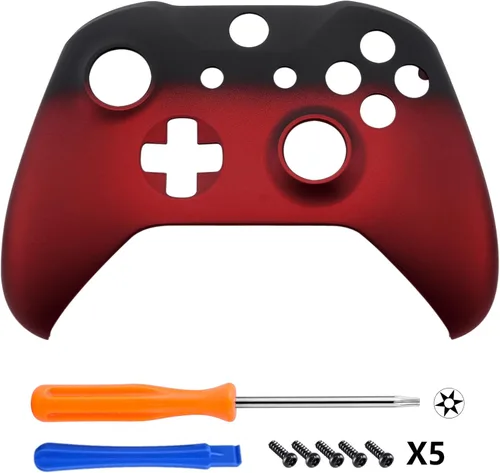Vista 3 de eXtremeRate Cubierta de placa frontal roja sombra para controlador inalámbrico Xbox One modelo 1708, carcasa frontal suave al tacto para Xbox One S