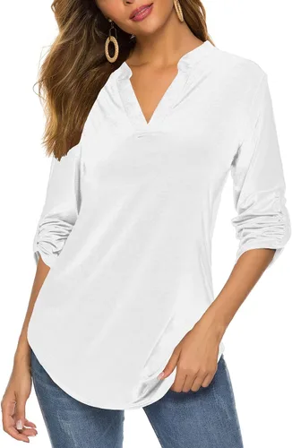 Vista 25 de Halife Blusa de trabajo con cuello en V y manga 3/4 enrollable, estampado c-army verde