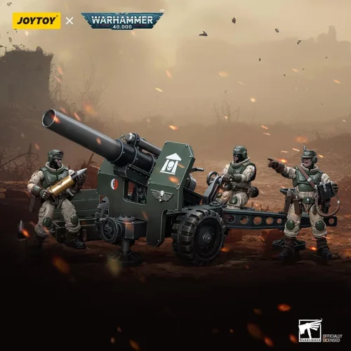 Vista 7 de LEBOO JOYTOY Warhammer 40K Astra Militarum Equipo de artillería con pistola de campo Bombast escala 1:18 coleccionable Joy Toy Figura de acción