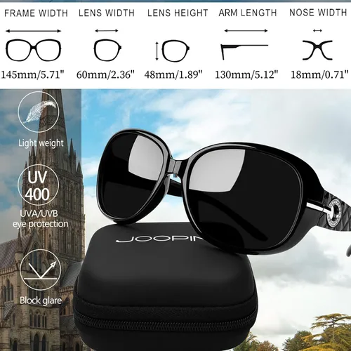 Vista 5 de Joopin Oversized Rectangle Sunglasses UV400 Protection Shades for Women Negro