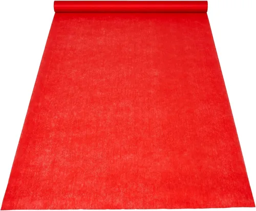 Vista 4 de Blue Panda Alfombra roja para fiesta, 3 pies x 50 pies, alfombra de poliéster rojo para pasillo de boda, decoración de graduación, fiesta temática