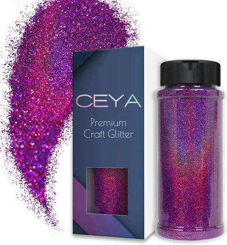 Vista 27 de Ceya - Polvo de purpurina holográfica ultra fina, 1.1 LB/17.63 OZ, color negro láser, 1/128' 0.008' 0.2mm, en masa para manualidades, resina, vasos